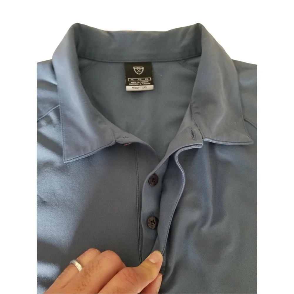 Nike Golf Shirt Mens Size XL Fit Dry Two Tone Blue Polo  Top Hidden Placket Core